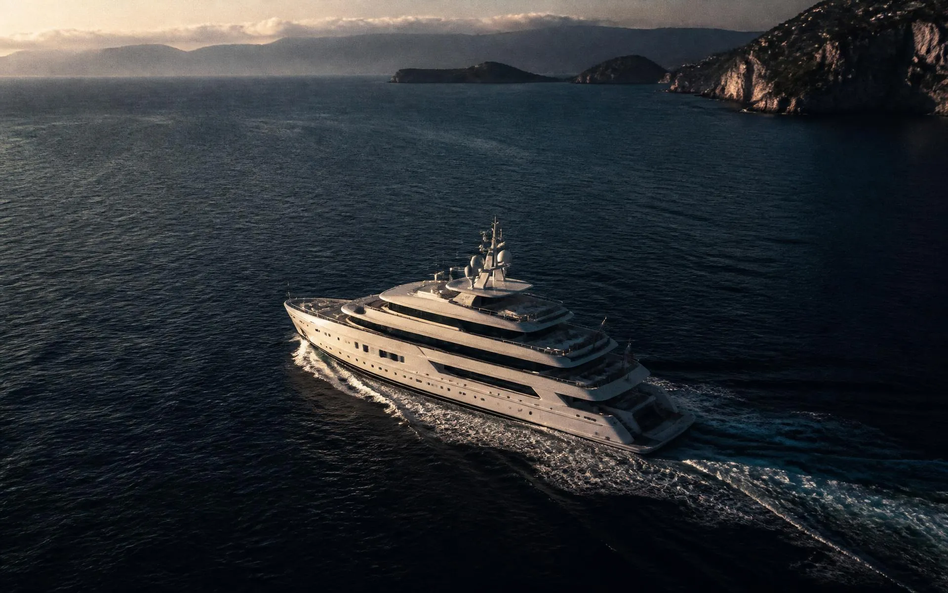 A superyacht under way at sea