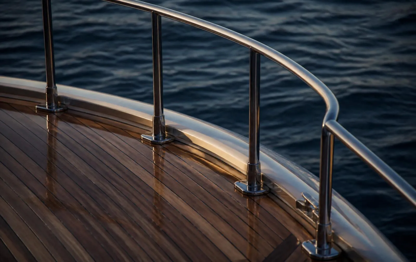Teak deck detail on a luxury yacht
